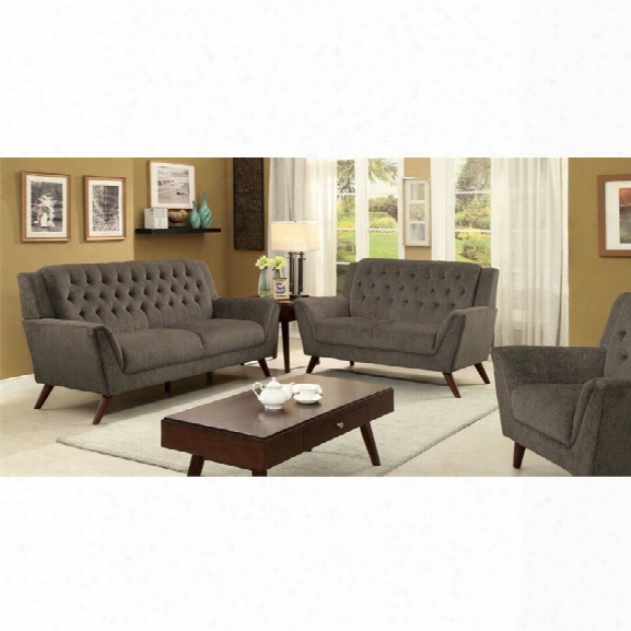 Furniture Of America Graham 3 Piece Tufted Chenille Sofa Set In Gray