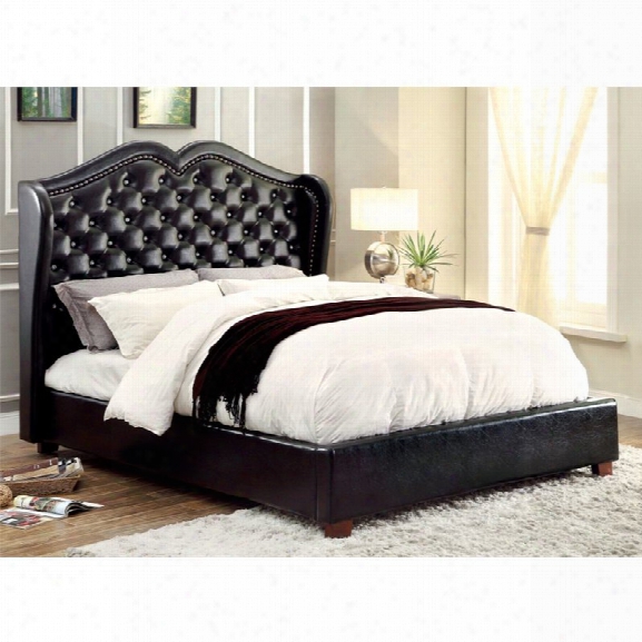 Furniture Of America Harla King Tufted Leather Bed In Black