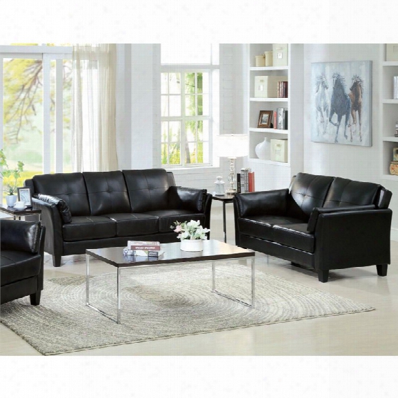 Furniture Of America Harrelson 2 Piece Leatherette Sofa Set In Black