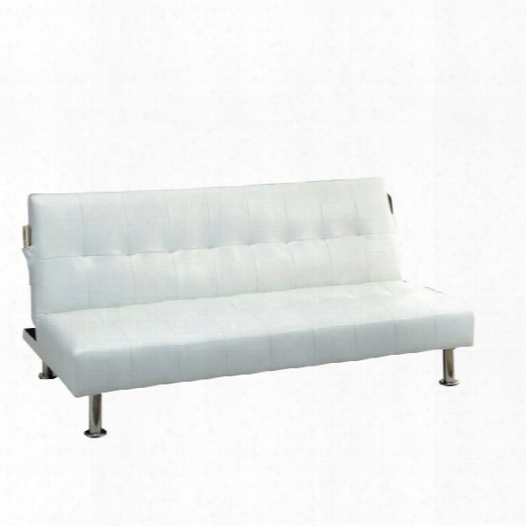 Furniture Of America Hollie Faux Leather Sleeper Sofa Bed In White