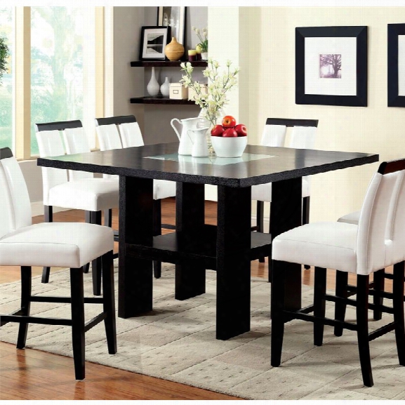 Furniture Of America Jalen Counter Height Led Dining Table In Black