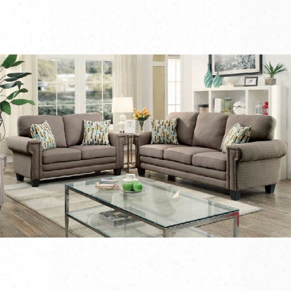 Furniture Of America Kay 2 Piece Sofa Set In Gray