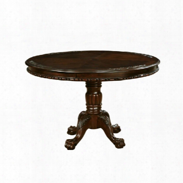 Furniture Of America Larue Round Dining Table In Brown Cherry