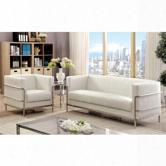 Furniture Of America Latisse 2 Piece Sofa Set In White