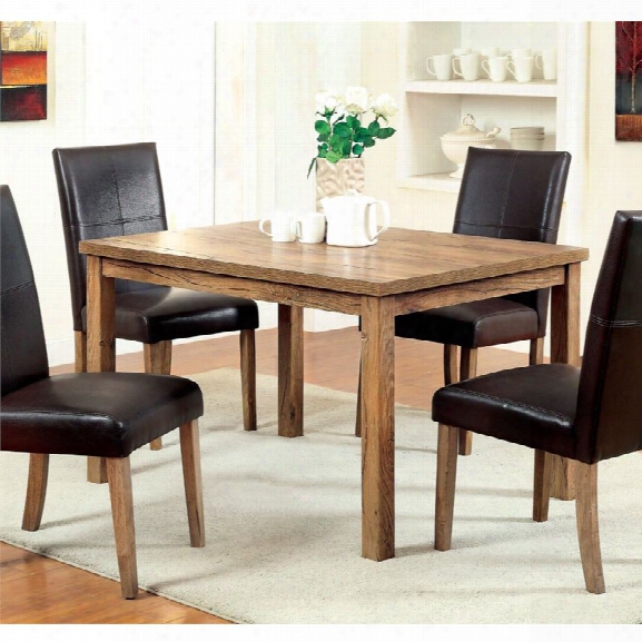 Furniture Of America Loen Dining Table In Weathered Elm