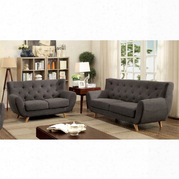 Furniture Of America Malania Tufted 3 Piece Sofa Set In Gray