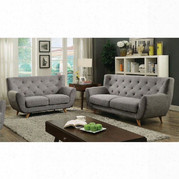 Furniture Of America Malania Tufted 3 Piece Sofa Set In Light Gray