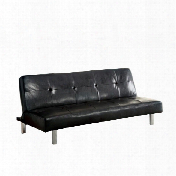 Furniture Of America Natick Faux Leather Sleeper Sofa Bed In Black