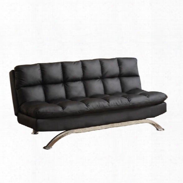 Furniture Of America Preston Tufted Leather Sleeper Sofa Bed In Black