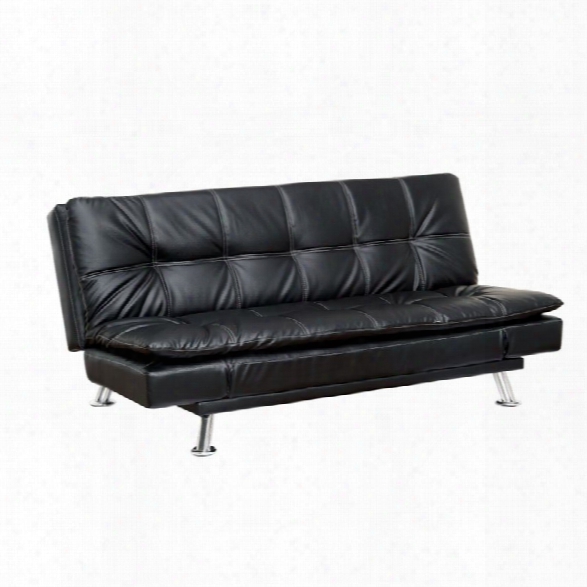 Furniture Of America Ralston Tufted Leather Sleeper Sofa Bed In Black