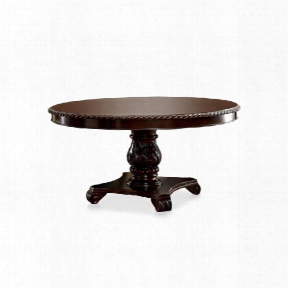 Furniture Of America Ramsaran Round Pedestal Dining Table In Cherry