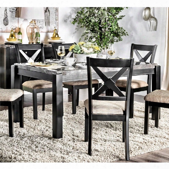 Furniture Of America Ramsy Marble Top Dining Table In Black