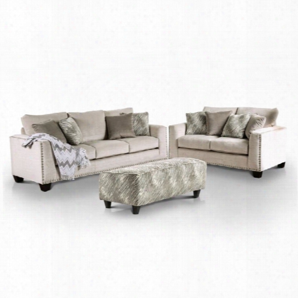 Furniture Of America Sophie 3 Piece Fabric Sofa Set In Light Mocha