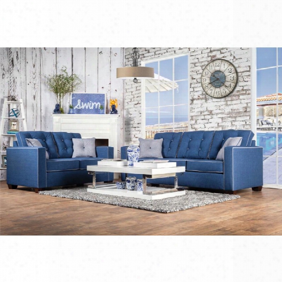 Furniture Of America Tayson 2 Piece Sofa Set In Blue