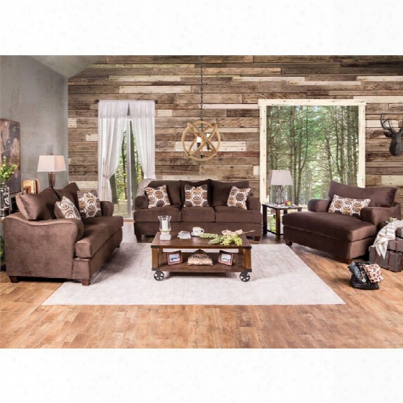Furniture Of America Trembble 3 Piece Sofa Set In Chocolate
