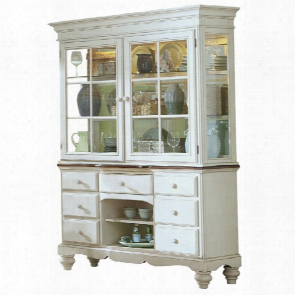 Hillsdale Pine Island China Cabinet In Old White