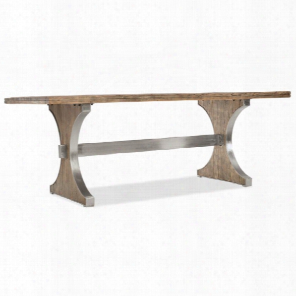 Hooker Furniture Trestle Dining Table In Distressed Medium Wood