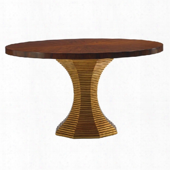 Lexington Take Five Regency Round Dining Table In Burnished Gold Leaf