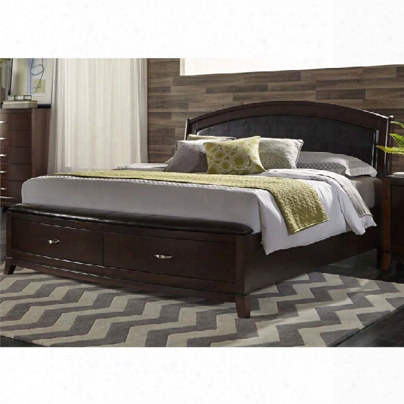 Liberty Furniture Avalon King Faux Leather Storage Bed In Dark Truffle