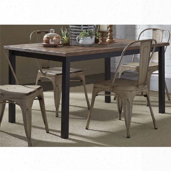 Liberty Furniture Vintage Metal Dining Table In Weathered Gray