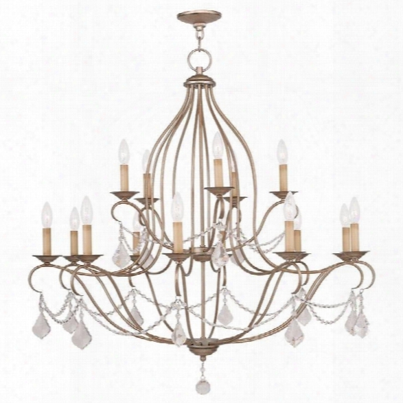 Livex Chesterfield Chandelier In Hand Painted Antique Silver Leaf