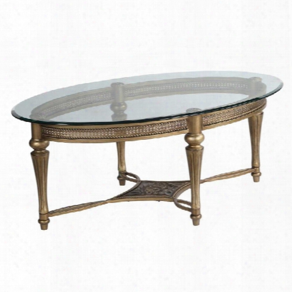 Magnussen Galloway Antique Oval Cocktail Table With Glass Top