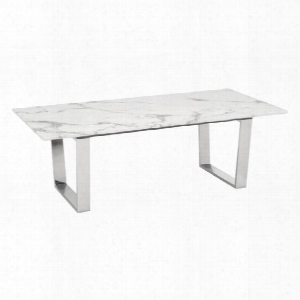 Maklaine Coffee Table In Stone And Stainless Steel