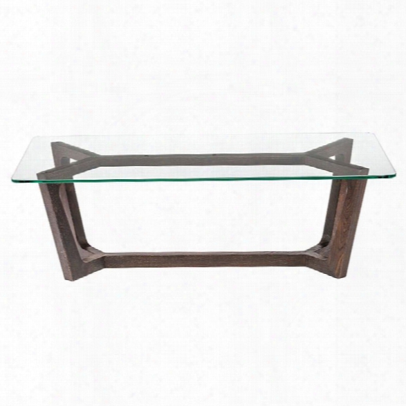 Maklaine Glass Top Coffee Tabble In Seared Brown