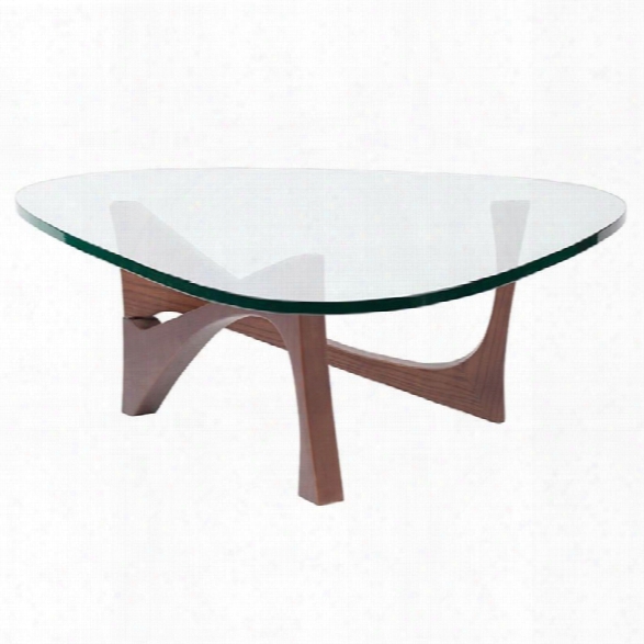 Maklaine Glass Top Coffee Table In Walnut