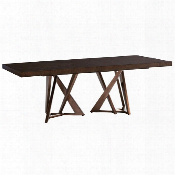 Maklaine Rectangular Double Pedestal Dining Table In Mocha Brown