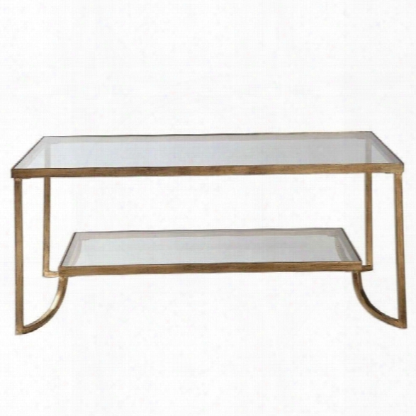 Maklaine Rectangular Gold Leaf Coffee Table