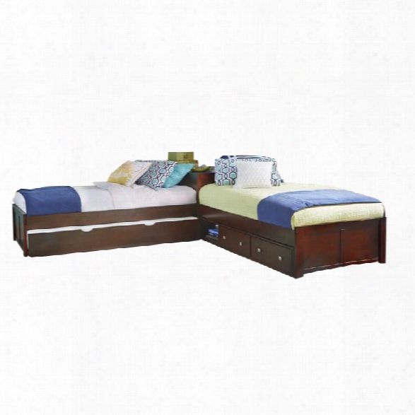 Ne Kids Pulse Twin L Shaped Storage Bed With Trundle In Cherry