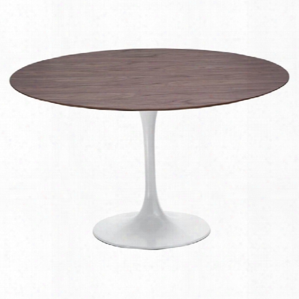 Nuevo Cal Round Dining Table In Matte White And Walnut