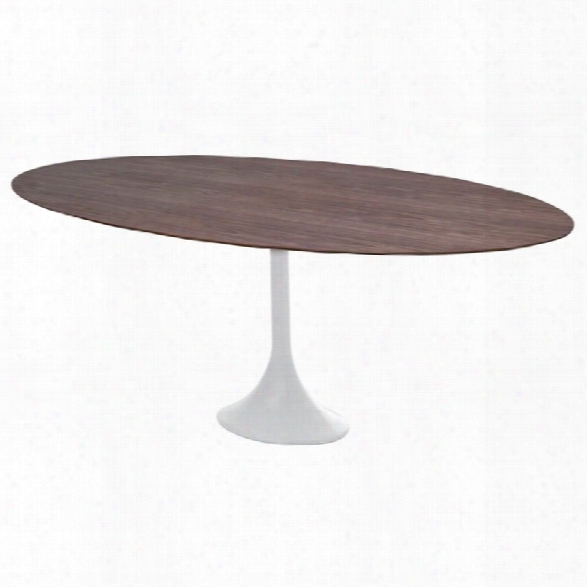 Nuevo Echo Oval Dining Table In Matte White And Walnut