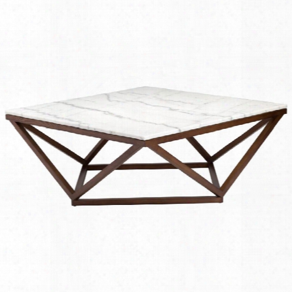 Nuevo Jasmine Square Marble Top Coffee Table In Walnut And White