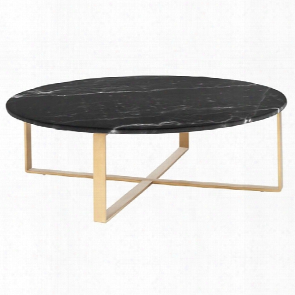 Nuevo Rosa Round Marble Top Coffee Table In Gold And Black