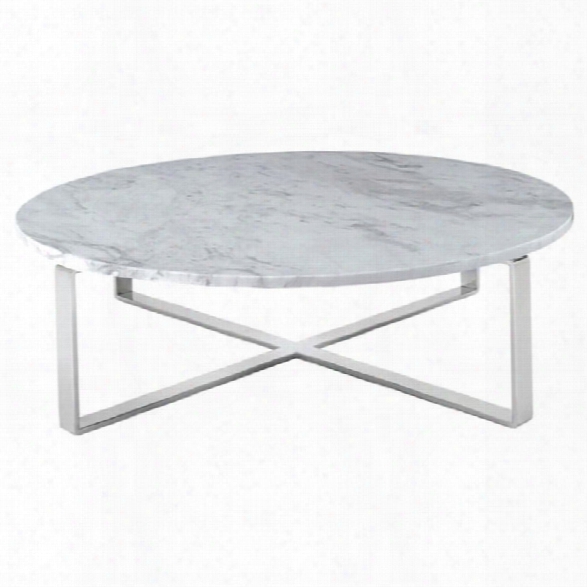 Nuevo Rosa Round Marble Top Coffee Table In White