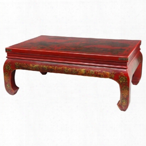 Oriental Furniture Peaceful Village Coffee Table In Red