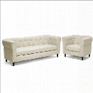 Baxton Studio Cortland Chesterfield Sofa Set in Beige