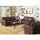 Coaster Bentley 3 Piece Rustic Styled Microfiber Sofa Set in Brown