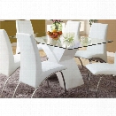 Furniture of America Duell Glass Top Geometric Dining Table in White