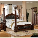 Furniture of America Harrington King Poster Canopy Bed in Brown Cherry