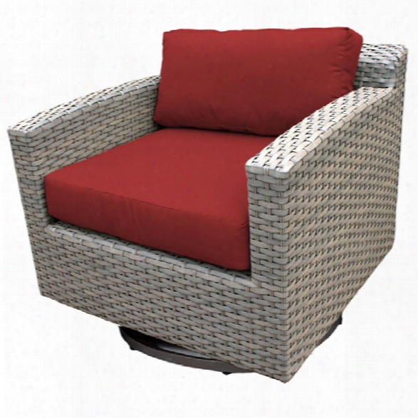 Tkc Florence Patio Wicker Swivel Chair In Red