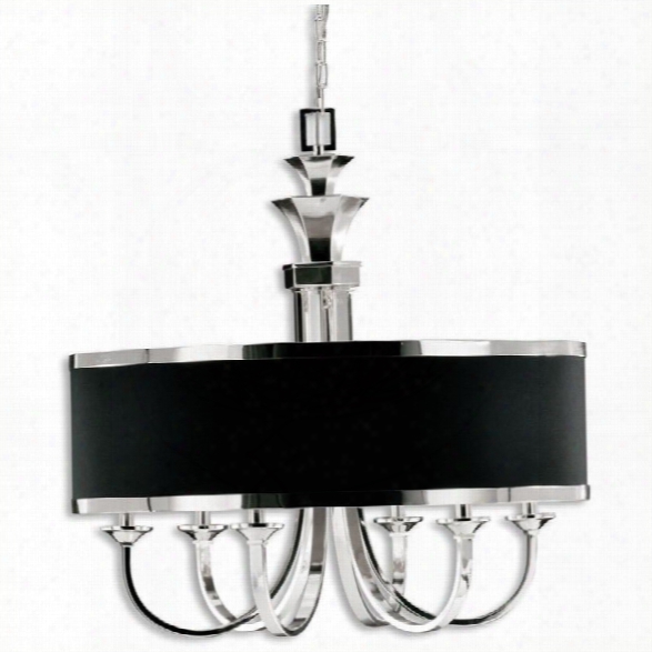 Uttermost Tuxedo 6 Light Black Shade Chandelier In Silver