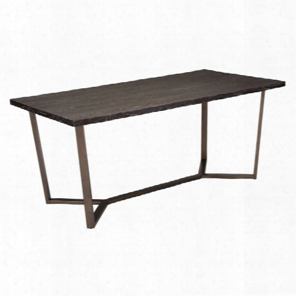 Zuo Brooklyn Dining Table In Gray Oak And Antique Brass