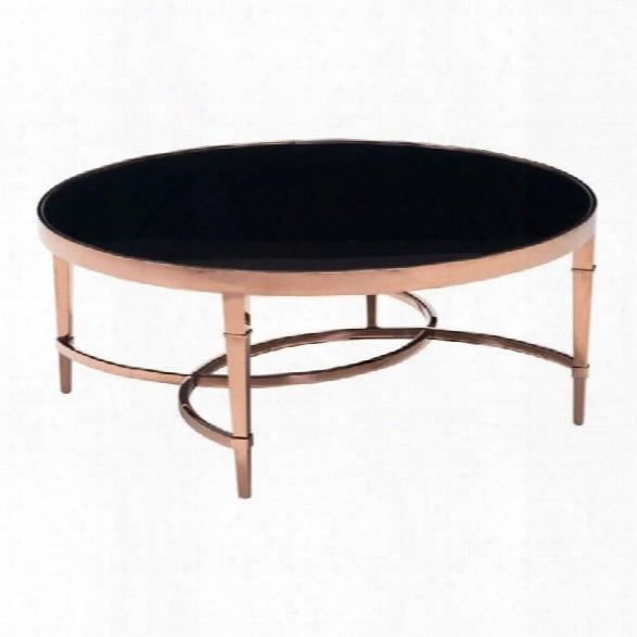 Zuo Elite Glass Coffee Table In Rose Gold And Black