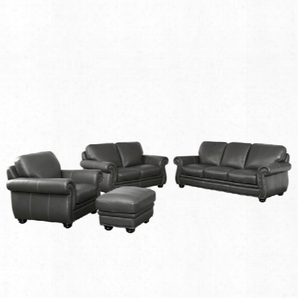 Abbyson Living Austin 4 Piece Leather Sofa Set In Gray