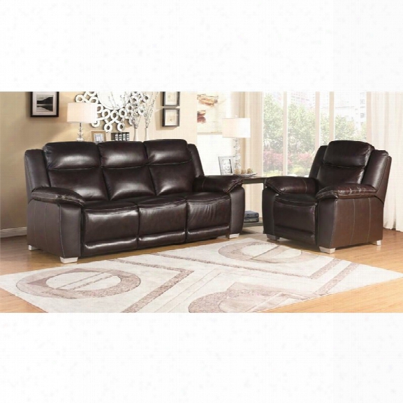 Abbyson Living Graham 2 Piece Leather Reclining Sofa Set In Brown