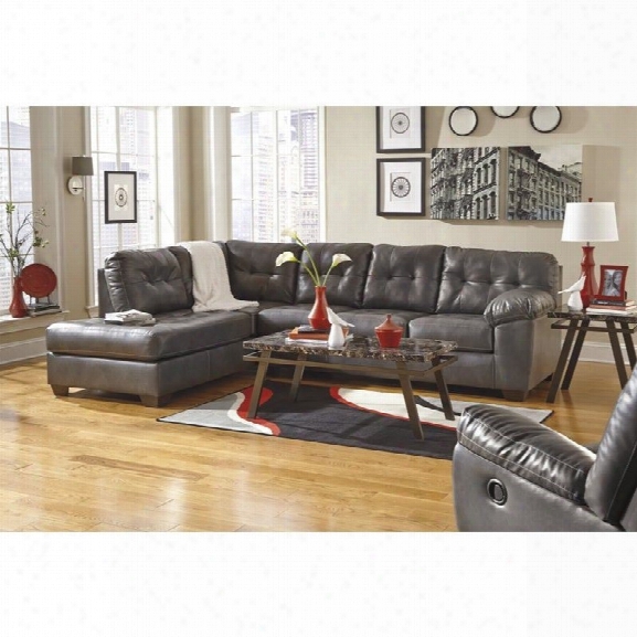 Ashley Alliston 3 Piec Eleather Left Chaise Sofa Set In Gray