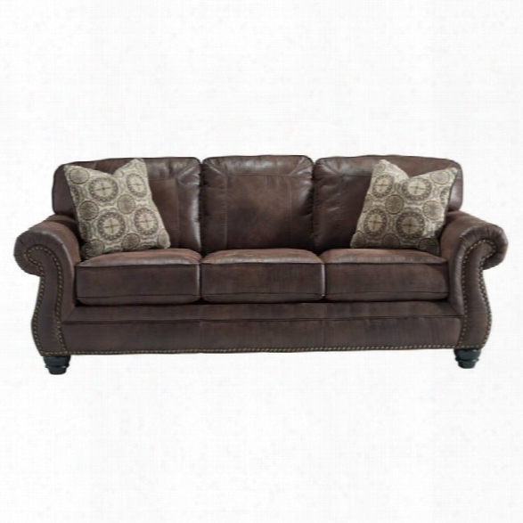 Ashley Breville Faux Leather Queen Size Sleeper Sofa In Espresso